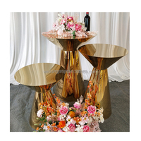 Ensemble d'affichage d'événement exposition ronde or plinthes support métal mariage cylindre piédestal gâteau table