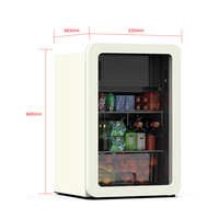 Nouveau design, réfrigérateur vitrine rétro 112L, porte en verre, mini congélateur, commande LED, double température, dégivrage automatique, 3 étagères