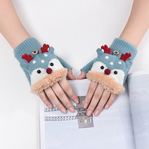 Gants tricotés chauds d'hiver pour enfants, mitaines sans doigts à rabat, doublure polaire thermique, pour le ski, écriture, couleurs et motifs personnalisés disponibles - Product Image 6