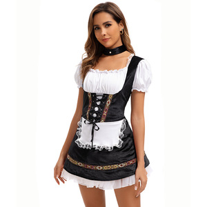Vestido Dirndl para Mujer, Traje para Representaciones Escénicas del Oktoberfest, Negro, Borgoña, Verde - Product Image 2