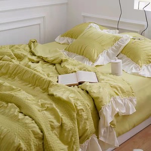 Primavera estate nuovo arrivo <span class=keywords><strong>Set</strong></span> biancheria da letto di lusso <span class=keywords><strong>Set</strong></span> trapunta con volant copriletto copriletto copriletto - Product Image 5