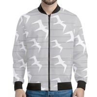 Blouson Bomber Personnalisé pour Homme, Imprimé Oiseau Marin Hawaïen des Îles Polynésiennes, 100% Polyester Écologique et Léger, Logo Personnalisé