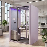 Cabines téléphoniques modulaires modernes insonorisées pour bureaux, avec éclairage LED, pour centres commerciaux, gares de train et stations de métro, et système de ventilation