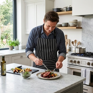 Lot <span class=keywords><strong>de</strong></span> 2 tabliers <span class=keywords><strong>de</strong></span> cuisine rayés avec poches, en tissu imperméable, réglables, pour chef <span class=keywords><strong>professionnel</strong></span> - Product Image 5