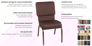 Chaise de conférence, d'église, d'hôtel, d'auditorium, de pupitre, avec porte-livres, en fer à revêtement en poudre, à emboîtement, pour usage commercial, vente en gros d'usine, à prix abordable - Product Image 4