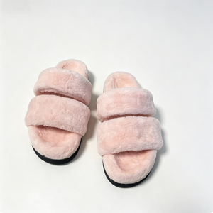 Elegantes Sandalias de Felpa de Chenilla Gris Carbón para Mujer, con Triple Correa, Suela Suave que Absorbe los Impactos, Color Rosa, para Chicas Universitarias - Product Image 5