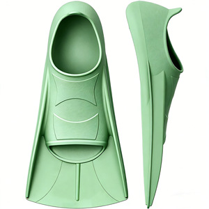 Swimming Fins Full Foot Silicone Short Diving Flippers For Adults And Kids Light Green 6841 - Product Image 1