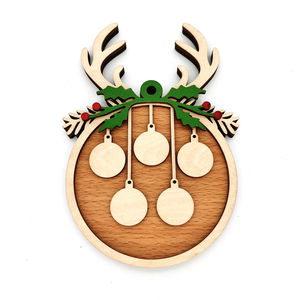 بنك خشبي قرن الوعل زخرفة شجرة عيد الميلاد شماعات الديكور اسم العائلة هدية تذكارية - Product Image 1