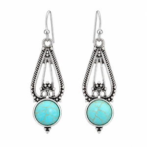 Orecchini Vintage a Goccia con Motivi Floreali Blu-Verde, Gioielli Eleganti da Donna - Product Image 1