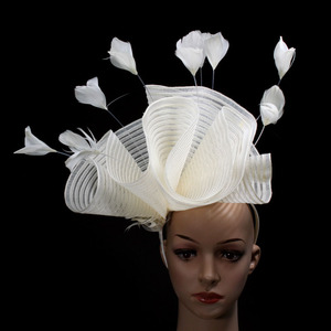 Chất lượng cao đám cưới cô dâu lông fascinator bán buôn thời trang cưới trắng ren làm cho Bow fascinator Headband - Product Image 4