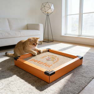 Groothandel Moderne Creatieve Oranje Vierkante Grote Golfkarton Ecologische Kattenbed Kattenkrabpaal Duurzame Kattenkrabplank - Product Image 1