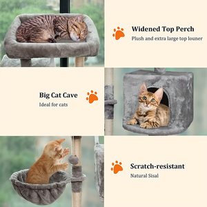 Pohon kucing kecil untuk kucing dalam ruangan, menara kucing aktivitas, Kondominium dengan pos goresan untuk anak kucing, dudukan memanjat dengan keranjang & gantung - Product Image 2