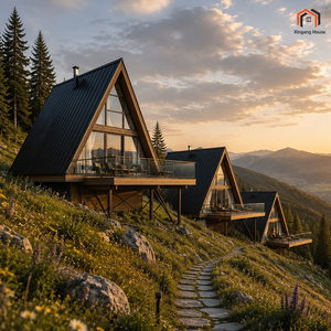 Maison préfabriquée modulaire de luxe nordique à ossature en acier, alimentée à l'énergie solaire, écologique, pour hôtels modernes, bureaux et commerces - Product Image 1