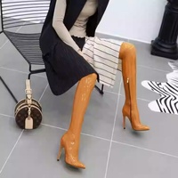 Damen Overknee-Stiefel, sexy Oberschenkelstiefel, PU-Obermaterial, spitzer Zehenbereich, Spike-Absätze, Jazz-Tanz, superhohe Absätze, lange Ritterstiefel