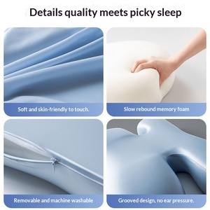 Almohada <span class=keywords><strong>de</strong></span> Espuma Viscoelástica Antiarrugas con Suspensión Facial, Cero Presión, Hueco para Orejas, Soporte Cervical para Dormir <span class=keywords><strong>de</strong></span> Lado o Boca Arriba - Product Image 3