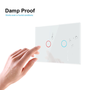 Livolo Interrupteur tactile 2 gangs 1 voie avec panneau en verre trempé, indicateur LED, sans fil neutre requis, 4 couleurs : Noir, Blanc, Or, Gris - Product Image 2
