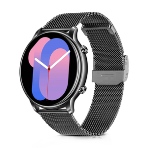 Reloj Inteligente KM20 para Mujer con Llamadas Bluetooth, Pantalla Táctil Redonda, Monitor de Ritmo Cardíaco, Brazalete Deportivo Dorado - Product Image 5