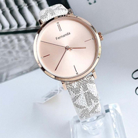 Jam Tangan Wanita Berkualitas Tinggi MKOriginals Stainless Steel Kulit Quartz Pointer 38mm 16mm Tahan Air