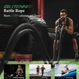 Corde da 1 pollice in Nylon nero da battaglia 30 piedi per esercizi di allenamento per la palestra di casa corde da lavoro pesanti per allenamento Fitness - Product Image 5