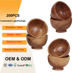 Tazones Pequeños <span class=keywords><strong>de</strong></span> Madera Ecológicos con Logotipo Personalizado, Tallados a Mano, para Salsas, Yogur, Preparación <span class=keywords><strong>de</strong></span> Ingredientes y Especias - Product Image 1