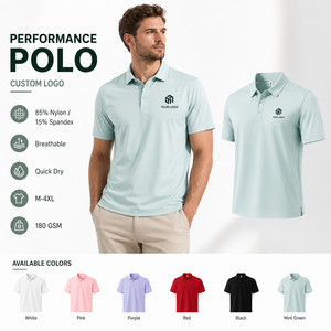 Camiseta Deportiva Personalizada para Hombre, 15% Elastano, 85% Nailon, Elástica en 4 Direcciones, Transpirable, de Secado Rápido, Uniforme de Golf, Color Menta - Product Image 1