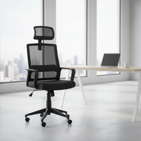 Chaise de bureau pivotante contemporaine en maille, prix usine, avec appui-tête fixe, hauteur réglable, support lombaire et verrouillage d'inclinaison, pour salon