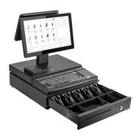 Caisse enregistreuse tactile de bureau 15,6 pouces, système POS tout-en-un, terminal, clavier, imprimante, tiroir, processeur I3, Windows