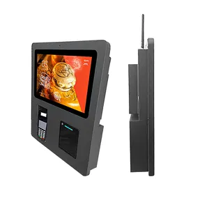 Front-POS-Design schwarze Farbe 15,6-Zoll-Wandmontage-Touchscreen Selbstbedienung Pos-Android-Lcd-Bildschirm 80m-Terminaldrucker