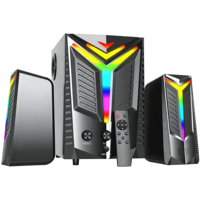 Enceintes de jeu LED RGB 2.0 canaux avec télécommande - Audio de bureau pour ordinateur à basses profondes pour les joueurs de PC, cinéma maison, vente en gros
