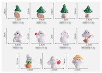 Résine Mini Arbre Maison Mode Dessin Animé 3D Ours Lapin Cimetière Figurines Terrarium Miniature Animaux Mini Figurines En Gros