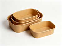 Bol Bento Rond Écologique en Fibre de Coque de Riz, Compatible Micro-ondes, avec Couvercle, Biodégradable, pour Salade, Ramen, Soupe, 350ml 800ml