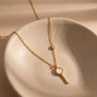 Colliers en acier inoxydable plaqué avec zircon et pierre œil de chat, motif arête de poisson et queue de poisson, pour le quotidien, les rendez-vous et la mode