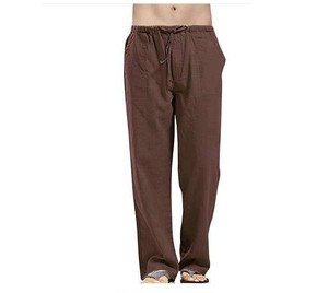 All'ingrosso Casual da uomo in <span class=keywords><strong>lino</strong></span> <span class=keywords><strong>di</strong></span> cotone da carico Plus Size a vita media larghi pantaloni dritti traspiranti tinta unita - Product Image 5
