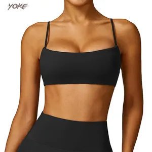 Yoke breathable gym yoga set bra charming curves built-in elastic support the bust plunge style sports bra for women