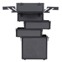 4-IN-1 Mallette professionnelle de maquillage à roulettes Mallette de rangement pour chariot à cosmétiques