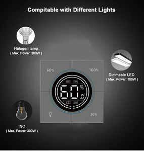 Interrupteur intelligent WiFi Tuya <span class=keywords><strong>avec</strong></span> bouton rotatif, <span class=keywords><strong>variateur</strong></span> de lumière LED, panneau tactile, commande vocale à distance, compatible Alexa <span class=keywords><strong>et</strong></span> Google Home - Product Image 4