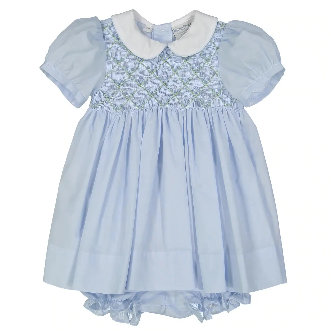 2020 Puppen kragen Kurzarm Kleider Sommer Casual Schöne Blumen Mädchen Smocked Baby Kleid