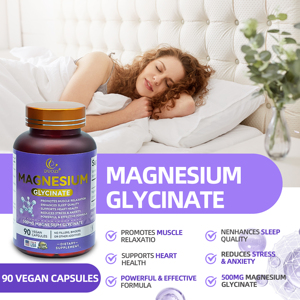 DUOZI Glycinate de magnésium à haute absorption 500 mg Capsules végétaliennes pour le sommeil, la relaxation musculaire et le soulagement du stress 90 capsules - Product Image 3