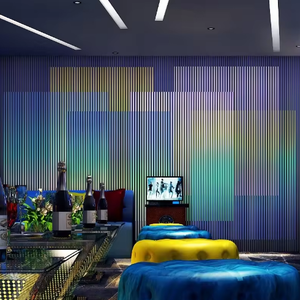 3D geometrische abstrakte graue Hintergrund Designer 3d 5d 8d hd Foto Mode Wallpaper benutzer definierte KTV Wand dekor Streifen Neon Lichteffekt - Product Image 2