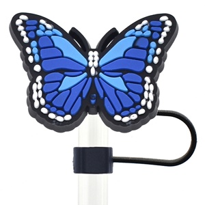 Chapeau de paille de haute qualité de 10 mm, style dessin animé mignon, en plastique recyclable, avec couvercle anti-poussière en colle souple, motif papillon - Product Image 5