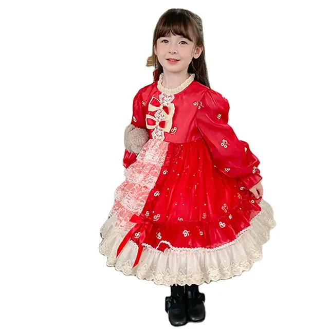 ملابس بوتيك للخريف والشتاء فستان بناتي للأطفال بأكمام طويلة للحفلات لوليتا إسباني للأطفال بطراز الأمير