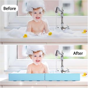 Protection anti-éclaboussures en silicone pour baignoire, support de rangement pour jouets de bain pour enfants avec ventouses, accessoire pratique pour la salle de bain - Product Image 2