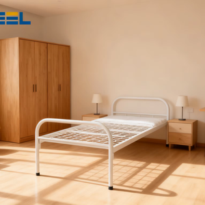 Cadre de lit simple en acier robuste, en fer, en bois, pour étudiants, enfants, dortoir, maison, travailleurs, personnel - Product Image 1