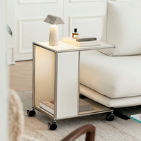 Table d'appoint mobile pour canapé, table basse, table de chevet en acier inoxydable, meuble de rangement pour salon, chambre à coucher, bureau à domicile