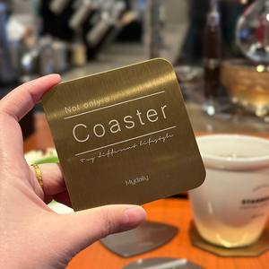 Coasters baja tahan karat logam Isolasi Panas logo teks berukir kustom untuk bar dan restoran - Product Image 2