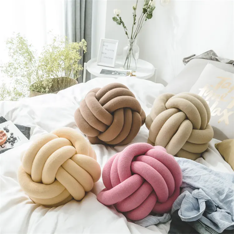 Short Plush Knot Ball Pillow, Cushion Velvet Sofa Home Decor Knot Cushion Nap Sleeping Pillow Knot, for Home Decoration