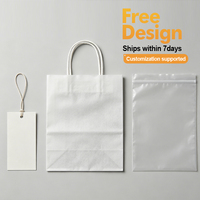 Sac en papier transparent auto-adhésif avec conception personnalisée, logo sur étiquette suspendue, couleur personnalisée, emballage écologique pour vêtements