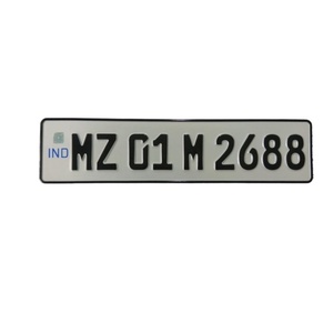 Plaques <span class=keywords><strong>d</strong></span>'<span class=keywords><strong>immatriculation</strong></span> réfléchissantes en aluminium anti-contrefaçon indiennes personnalisées, finition brillante/noir chromé pour la <span class=keywords><strong>d</strong></span>écoration des voitures - Product Image 4
