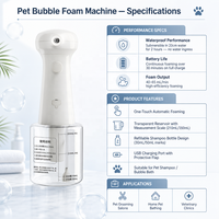 USMILEPET Machine à bulles portable pour animaux de compagnie, shampoineuse submersible étanche pour chiens