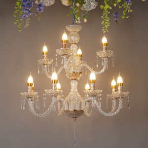6/8/12 têtes Led bougie en cristal lustre plafonnier événements Banquet salle suspension suspension lampe <span class=keywords><strong>pour</strong></span> restaurant hôtel <span class=keywords><strong>mariage</strong></span> - Product Image 1